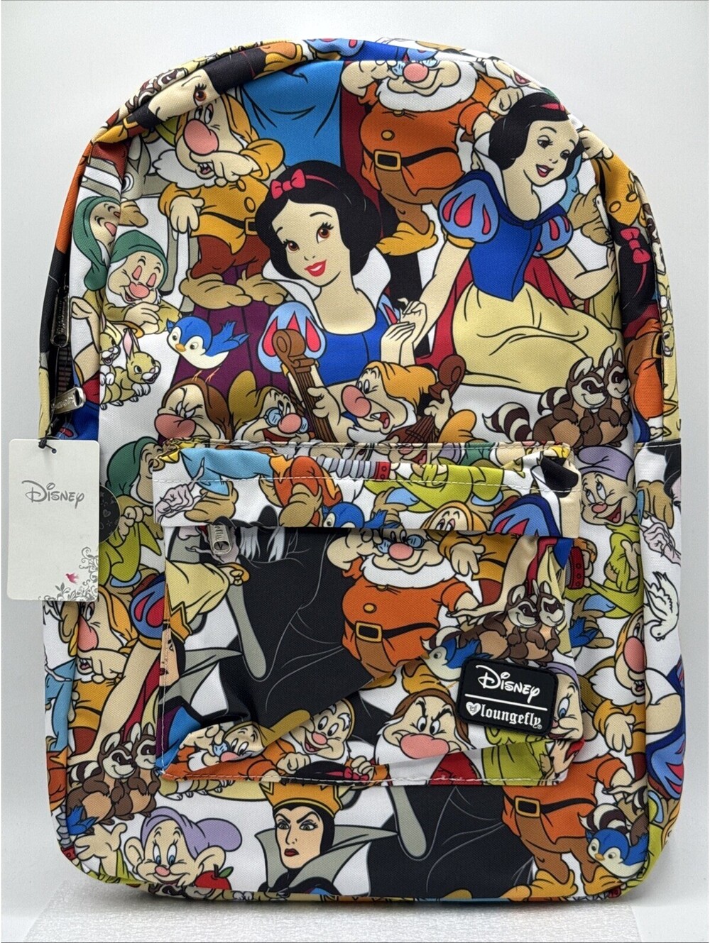 Loungefly Disney Snow White &7 Dwarfs Characters Print AOP Nylon Backpack NEW
